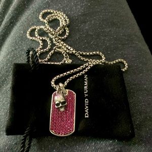 David Yurman Ruby Pave Dog Tag